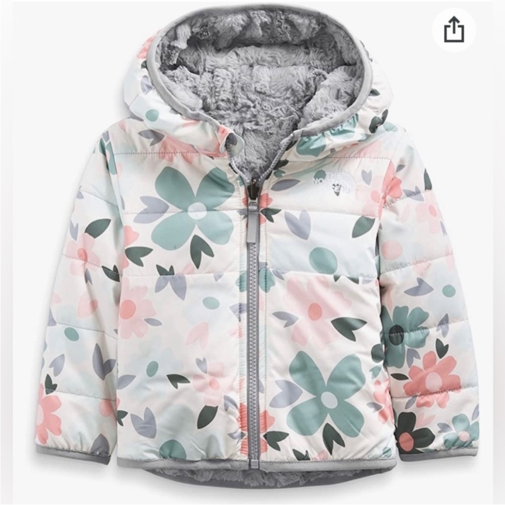 North Face Baby Girl Mossbud Reversible Jacket - Puffer Floral- 12-18M